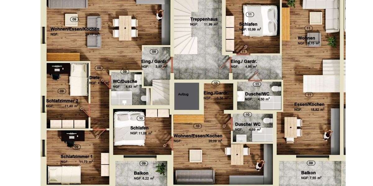 Etagenwohnung Pulheim - 4 Zimmer, 106 m&sup2;, 665.000&euro; | Angebot:23872354