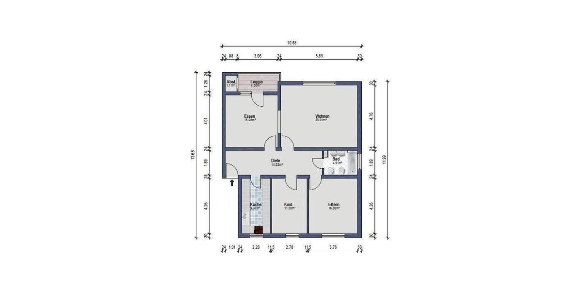Etagenwohnung Leverkusen Rheindorf - 4 Zimmer, 101 m&sup2;, 268.000&euro; | Angebot:25665874