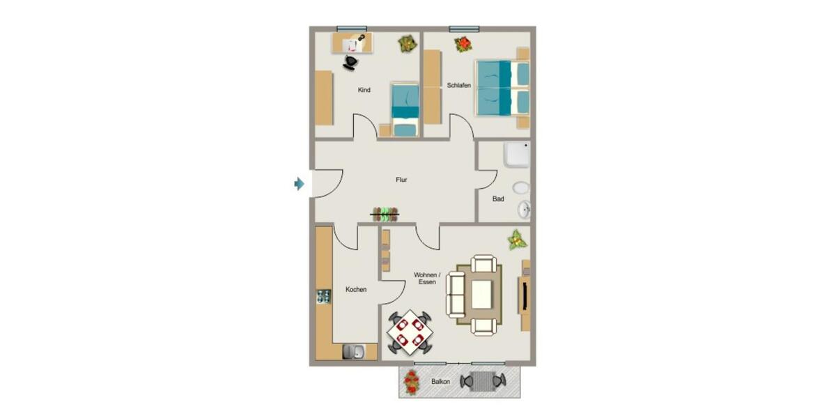 Erdgeschoßwohnung Niederkassel - 3.5 Zimmer, 70 m&sup2;, 763&euro; | Angebot:26656394