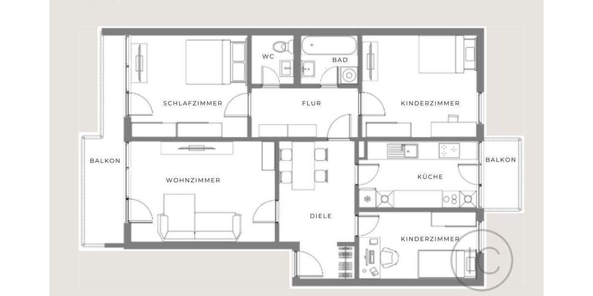 Etagenwohnung Köln / Chorweiler Chorweiler - 4 Zimmer, 99 m&sup2;, 315.000&euro; | Angebot:25747569