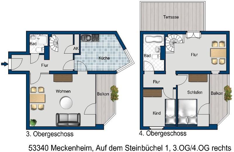 Etagenwohnung Meckenheim - 3 Zimmer, 112 m&sup2;, 991&euro; | Angebot:26663107