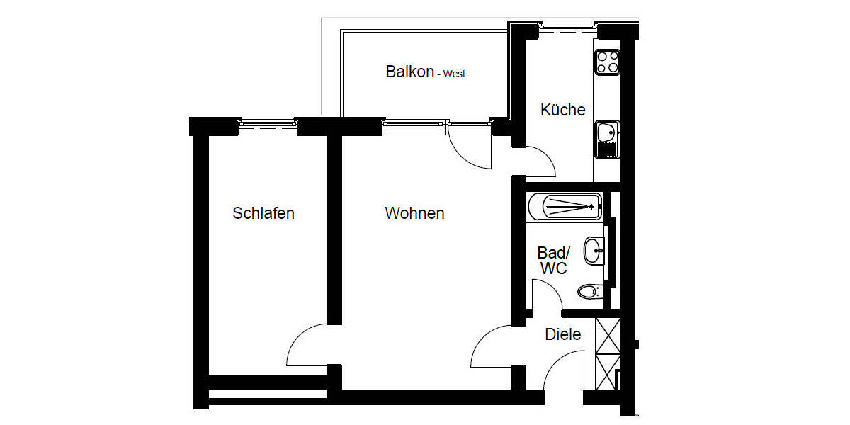 Etagenwohnung Köln Bayenthal - 2 Zimmer, 54 m&sup2;, 1.020&euro; | Angebot:26694603