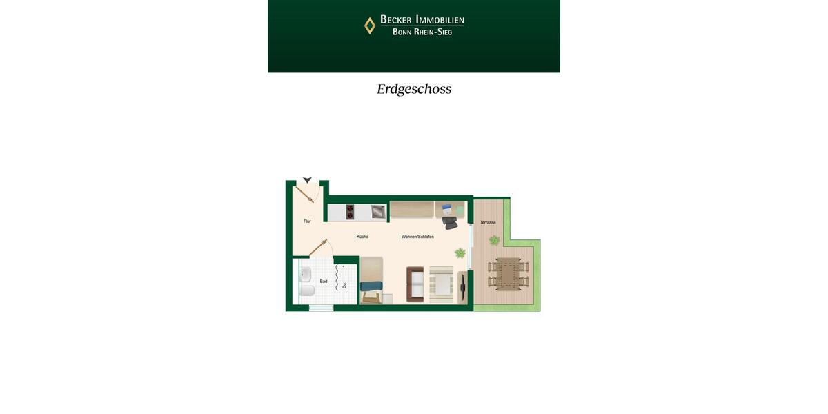 Erdgeschoßwohnung Bonn Poppelsdorf - 1 Zimmer, 38 m&sup2;, 775&euro; | Angebot:25699137