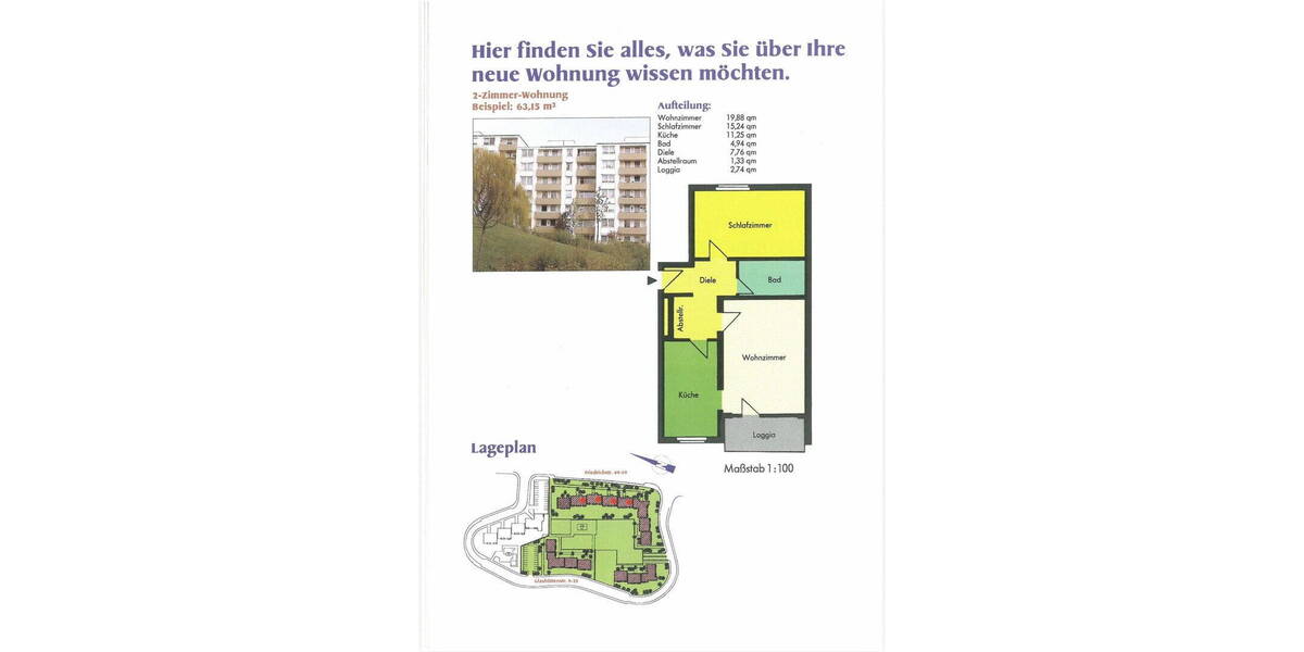 Etagenwohnung Köln Porz - 2 Zimmer, 64 m&sup2;, 179.500&euro; | Angebot:26034294