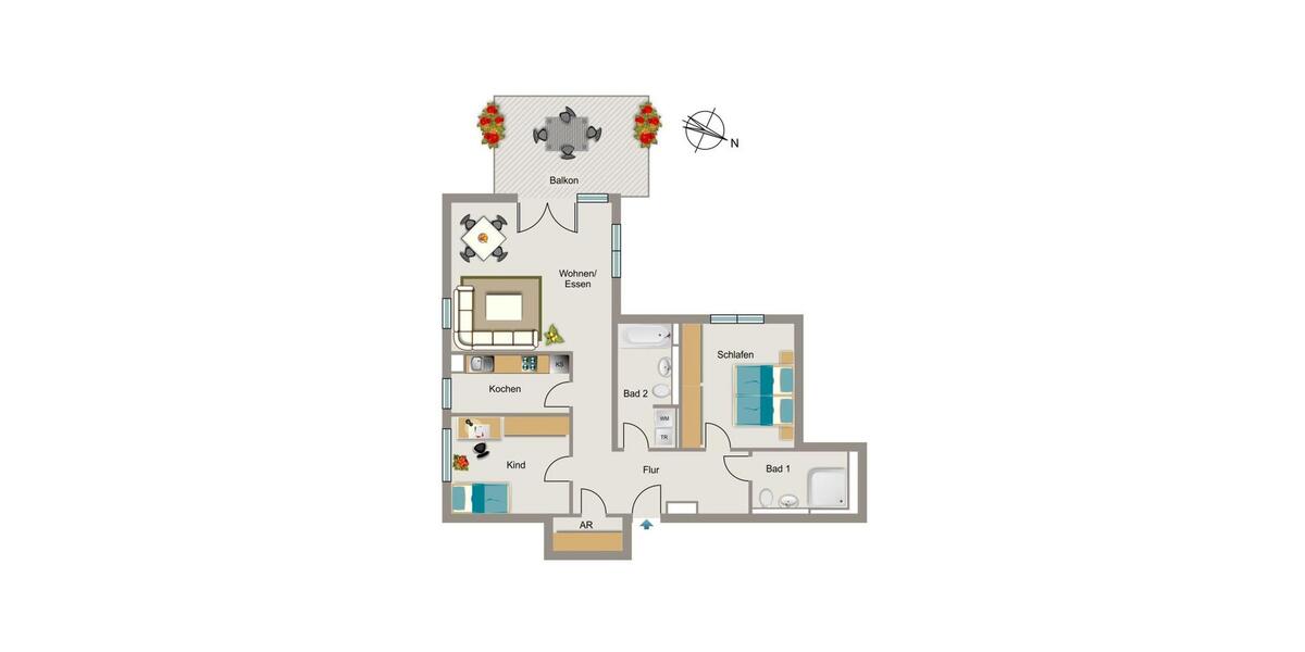 Etagenwohnung Brühl - 3.5 Zimmer, 100 m&sup2;, 1.307&euro; | Angebot:26656398
