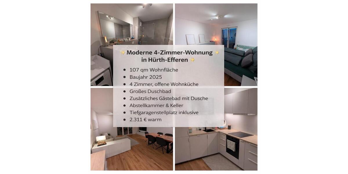 Etagenwohnung Hürth - 4 Zimmer, 107 m&sup2;, 2.186&euro; | Angebot:26007100