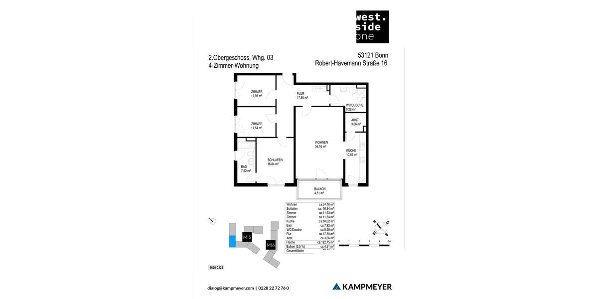 Etagenwohnung Bonn Dransdorf - 4 Zimmer, 127 m&sup2;, 1.695&euro; | Angebot:25756973