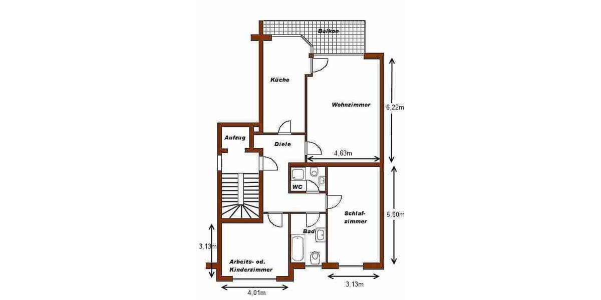 Etagenwohnung Brühl - 3 Zimmer, 100 m&sup2;, 930&euro; | Angebot:26044697