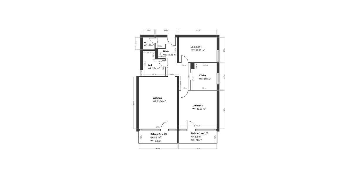 Etagenwohnung Köln Zollstock - 3 Zimmer, 85 m&sup2;, 429.000&euro; | Angebot:26862605