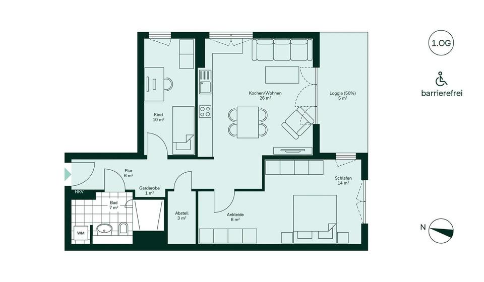 Etagenwohnung Köln Nippes - 3 Zimmer, 77 m&sup2;, 1.675&euro; | Angebot:26041014