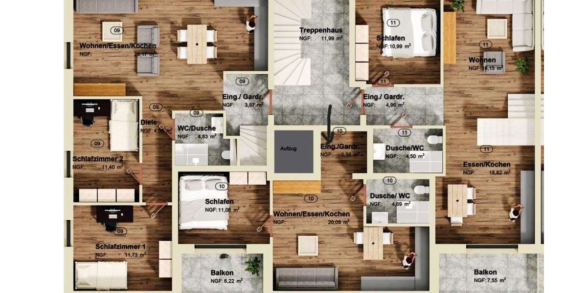 Etagenwohnung Pulheim - 2 Zimmer, 43 m&sup2;, 268.000&euro; | Angebot:23872346