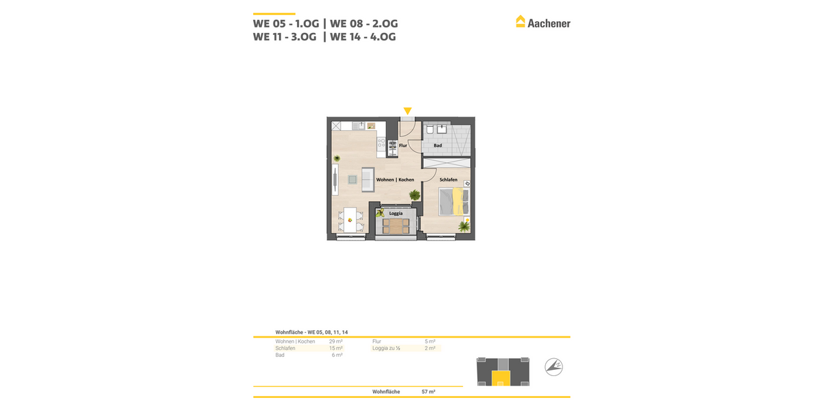 Etagenwohnung Ehrenfeld Ehrenfeld - 2 Zimmer, 57 m&sup2;, 432.900&euro; | Angebot:24760439