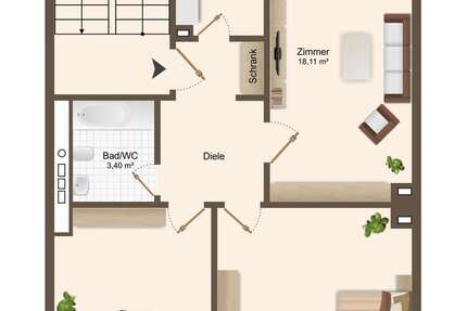 Wohnung Leverkusen Wiesdorf - 3 Zimmer, 66 m&sup2;, 790&euro; | Angebot:25026119