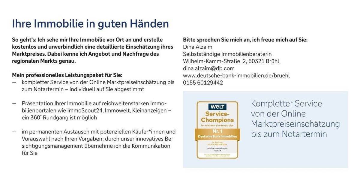 Etagenwohnung Hürth Efferen - 2 Zimmer, 53 m&sup2;, 264.000&euro; | Angebot:25743783