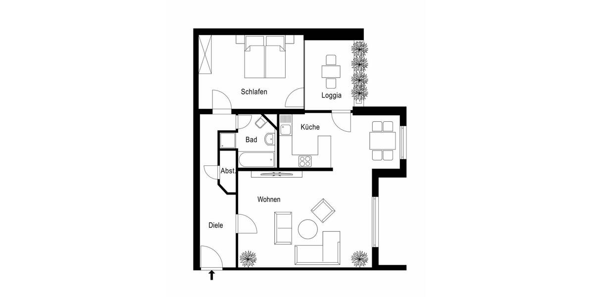 Etagenwohnung Köln Niehl - 2 Zimmer, 72 m&sup2;, 279.000&euro; | Angebot:26672409