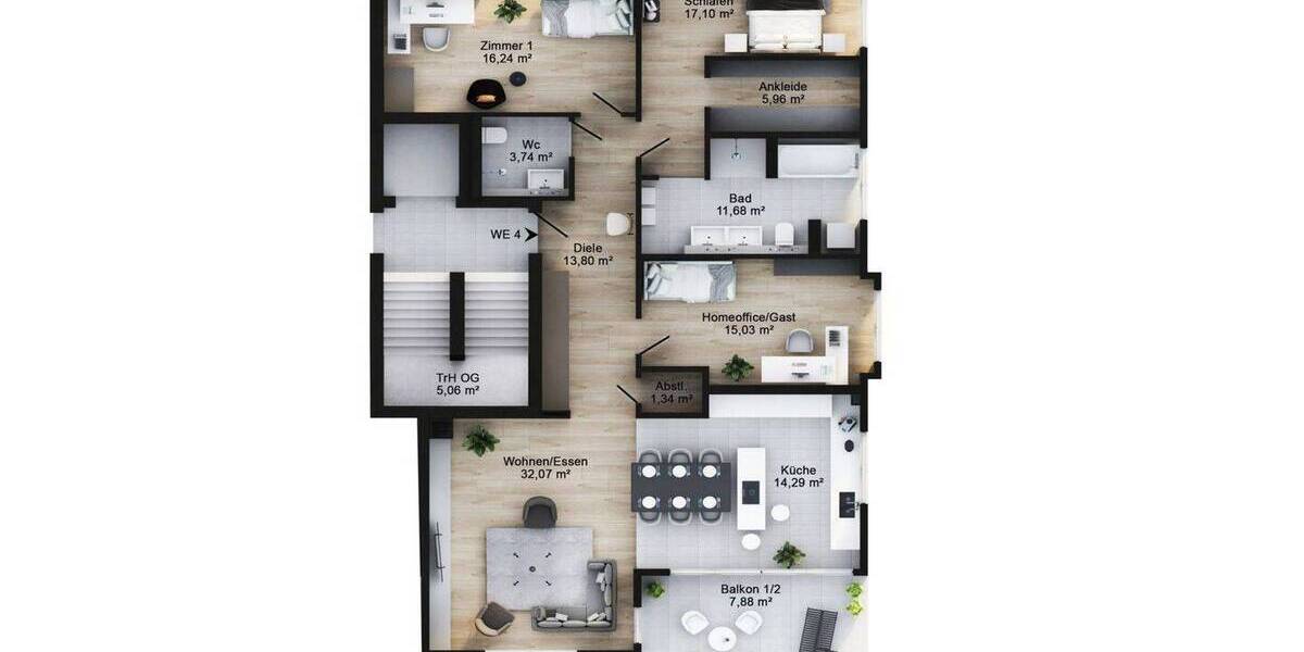 Etagenwohnung Bonn Schweinheim - 4 Zimmer, 139 m&sup2;, 979.000&euro; | Angebot:25970609