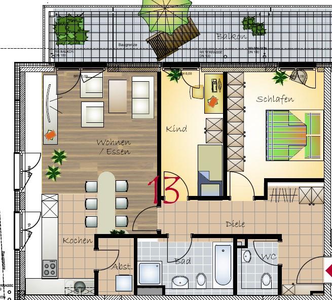 Etagenwohnung Leverkusen Schlebusch - 3 Zimmer, 94 m&sup2;, 1.400&euro; | Angebot:25854840