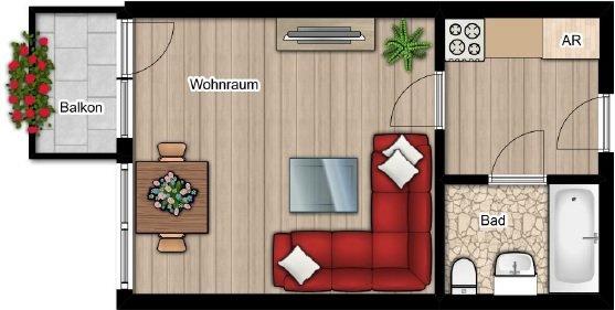 Etagenwohnung Köln Rodenkirchen - 1 Zimmer, 30 m&sup2;, 195.000&euro; | Angebot:26576068