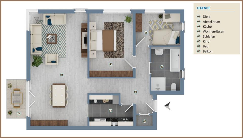 Etagenwohnung Bergheim - 3 Zimmer, 102 m&sup2;, 1.380&euro; | Angebot:25962702