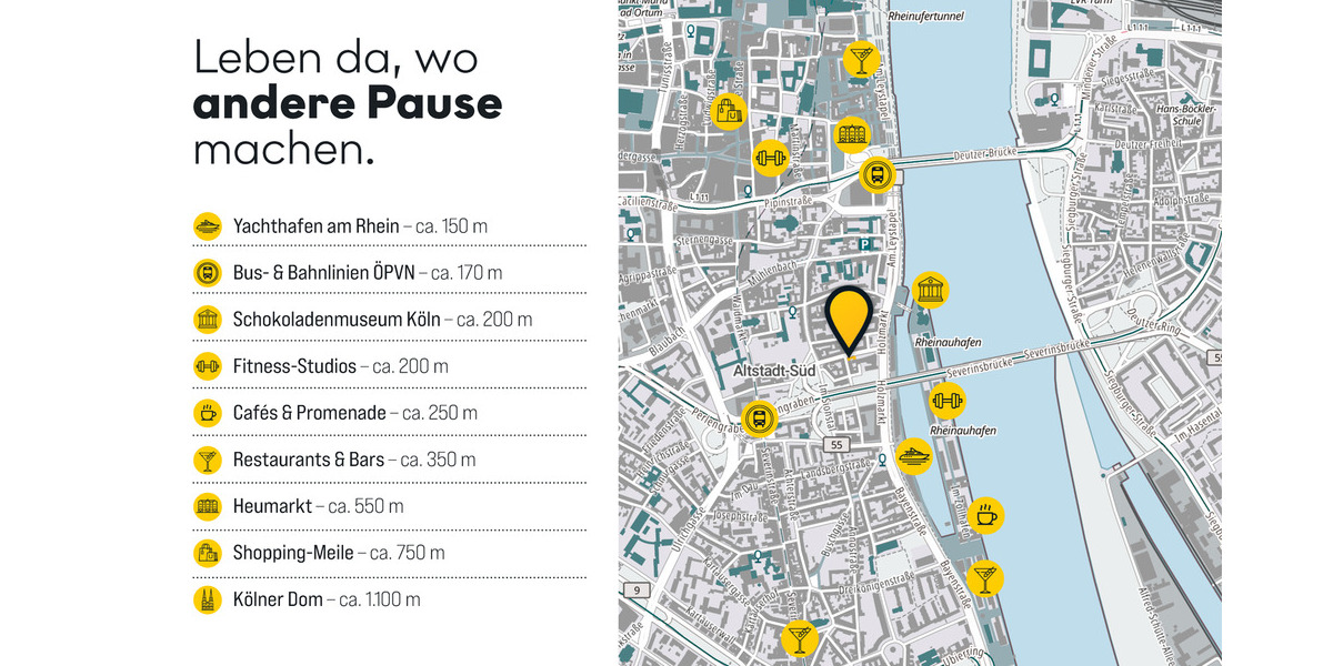 Etagenwohnung Köln Altstadt-Süd - 2 Zimmer, 65 m&sup2;, 429.000&euro; | Angebot:25701208