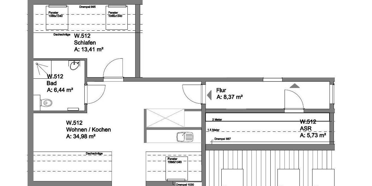 Etagenwohnung Köln Ehrenfeld - 2 Zimmer, 56 m&sup2;, 970&euro; | Angebot:26885941