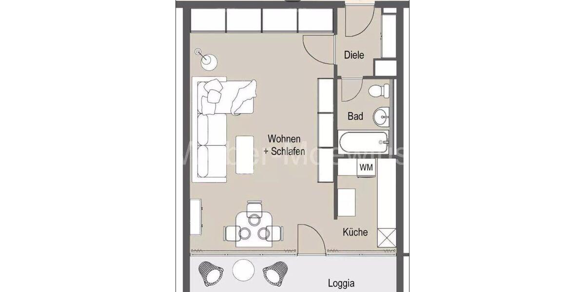 Terrassenwohnung Sankt Augustin - 1 Zimmer, 43 m&sup2;, 750&euro; | Angebot:26007062