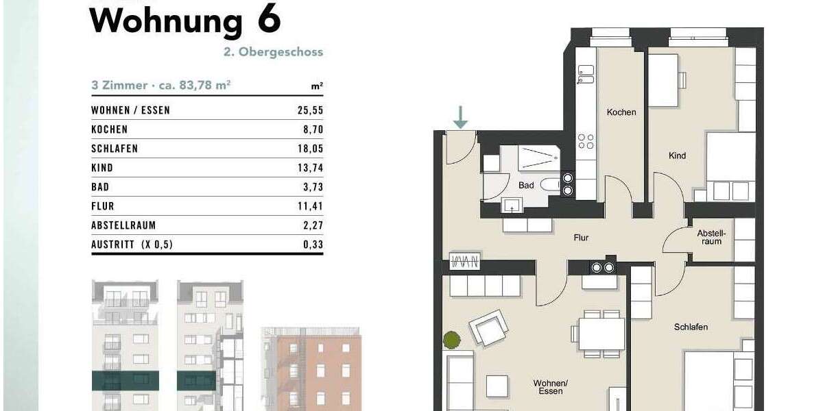 Etagenwohnung Köln Neustadt/Süd - 3 Zimmer, 84 m&sup2;, 584.000&euro; | Angebot:25510476