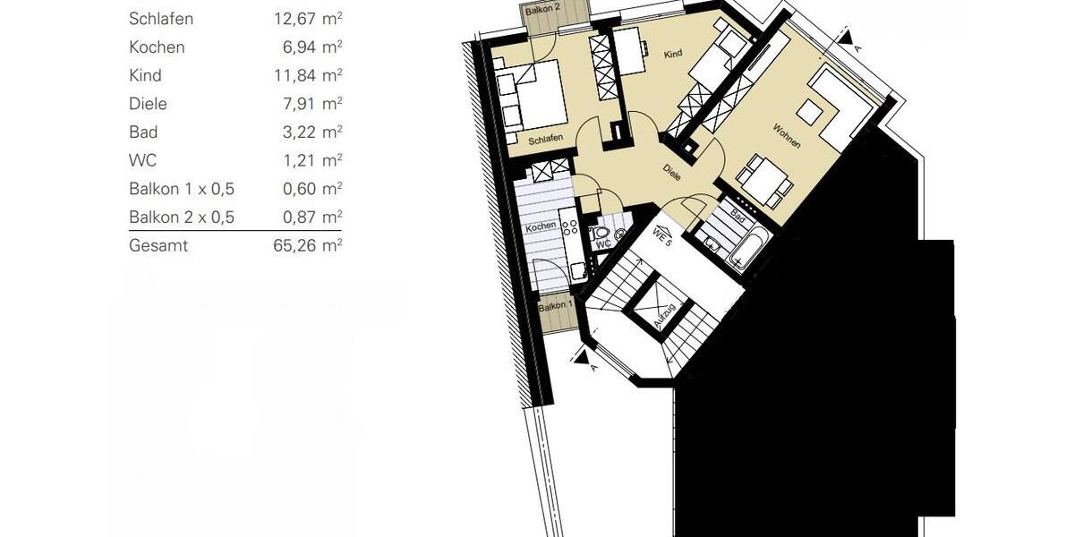 Etagenwohnung Köln Innenstadt - 3 Zimmer, 65 m&sup2;, 391.560&euro; | Angebot:9074417