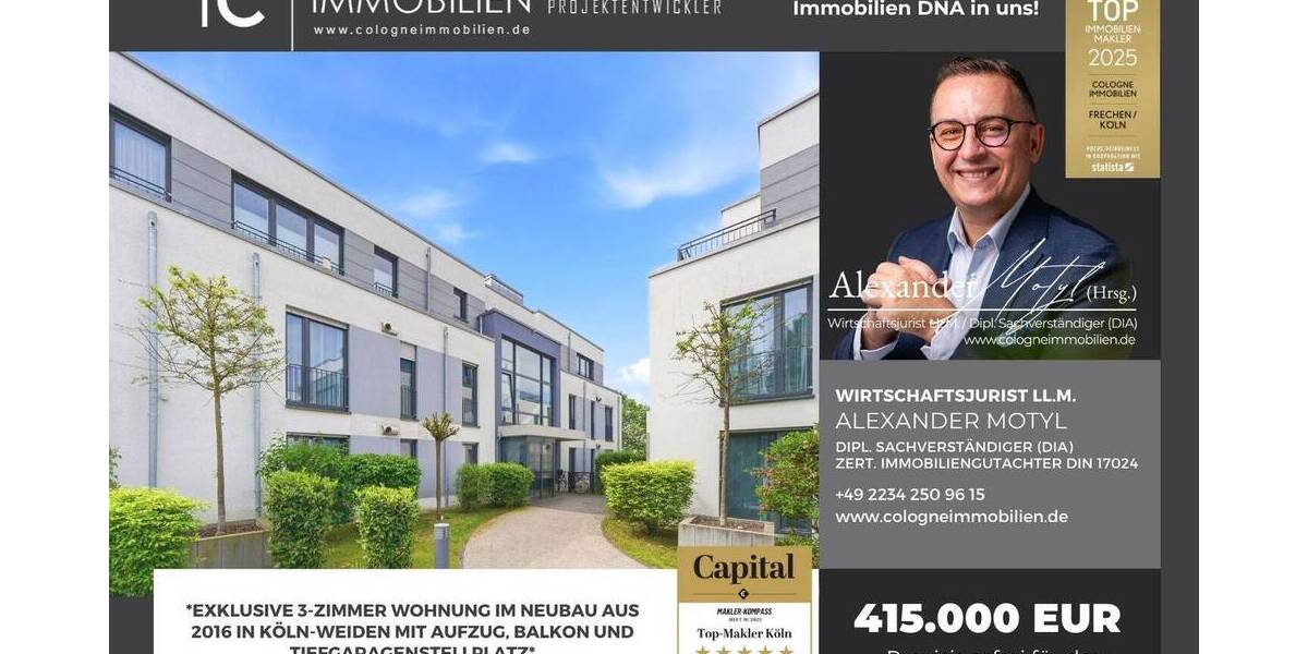 Etagenwohnung Köln Weiden - 3 Zimmer, 82 m&sup2;, 415.000&euro; | Angebot:26656863