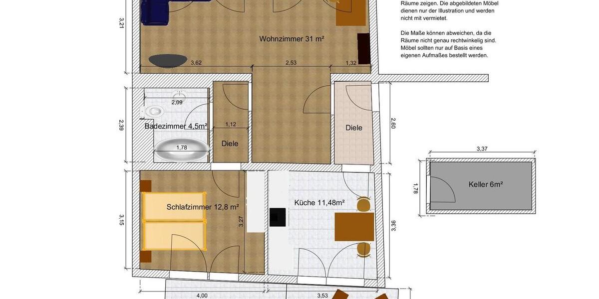 Etagenwohnung Düren Distelrath - 2 Zimmer, 72 m&sup2;, 795&euro; | Angebot:26591777