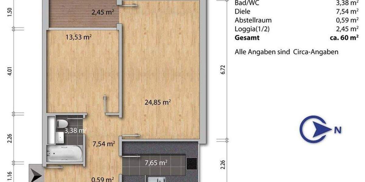Etagenwohnung Erftstadt-Liblar Liblar - 2 Zimmer, 60 m&sup2;, 139.000&euro; | Angebot:25724259