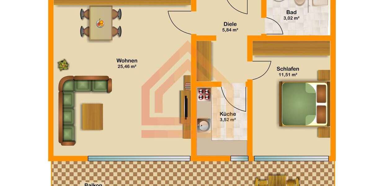 Etagenwohnung Köln Innenstadt - 2 Zimmer, 56 m&sup2;, 280.000&euro; | Angebot:25193430