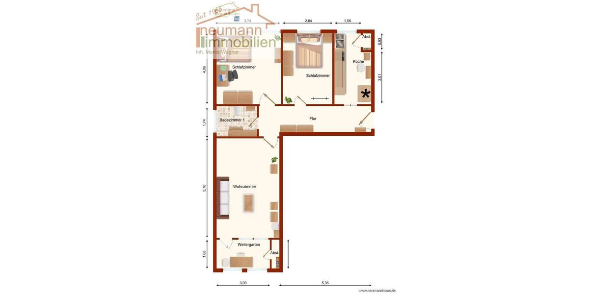 Etagenwohnung Köln Neustadt-Süd - 3 Zimmer, 74 m&sup2;, 319.000&euro; | Angebot:25690722