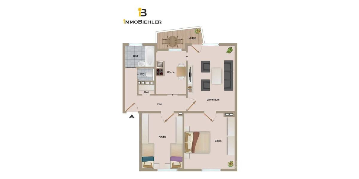 Etagenwohnung Köln Buchheim - 3 Zimmer, 68 m&sup2;, 229.000&euro; | Angebot:25664320