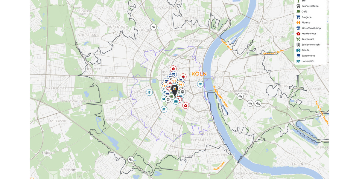 Etagenwohnung Köln / Altstadt-Süd Altstadt-Süd - 2 Zimmer, 43 m&sup2;, 285.000&euro; | Angebot:25696517