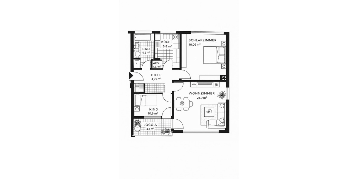 Etagenwohnung Bonn Duisdorf - 3 Zimmer, 72 m&sup2;, 235.000&euro; | Angebot:25958100
