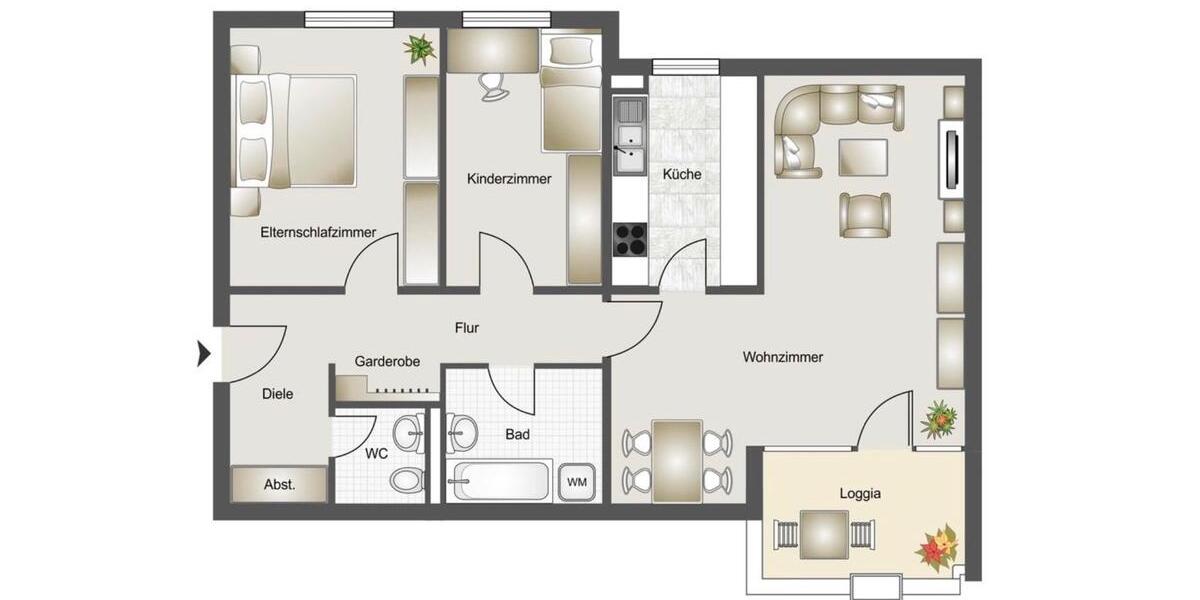 Etagenwohnung Köln Lindenthal - 3 Zimmer, 82 m&sup2;, 319.000&euro; | Angebot:26690216