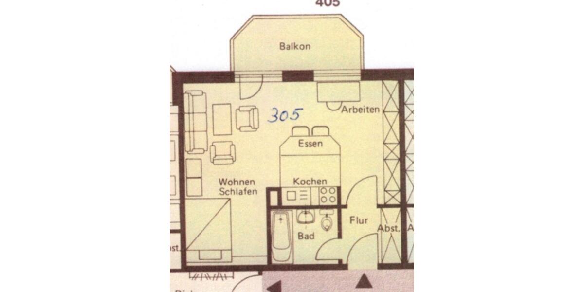 Etagenwohnung Köln Rodenkirchen - 1 Zimmer, 42 m&sup2;, 580&euro; | Angebot:25923397