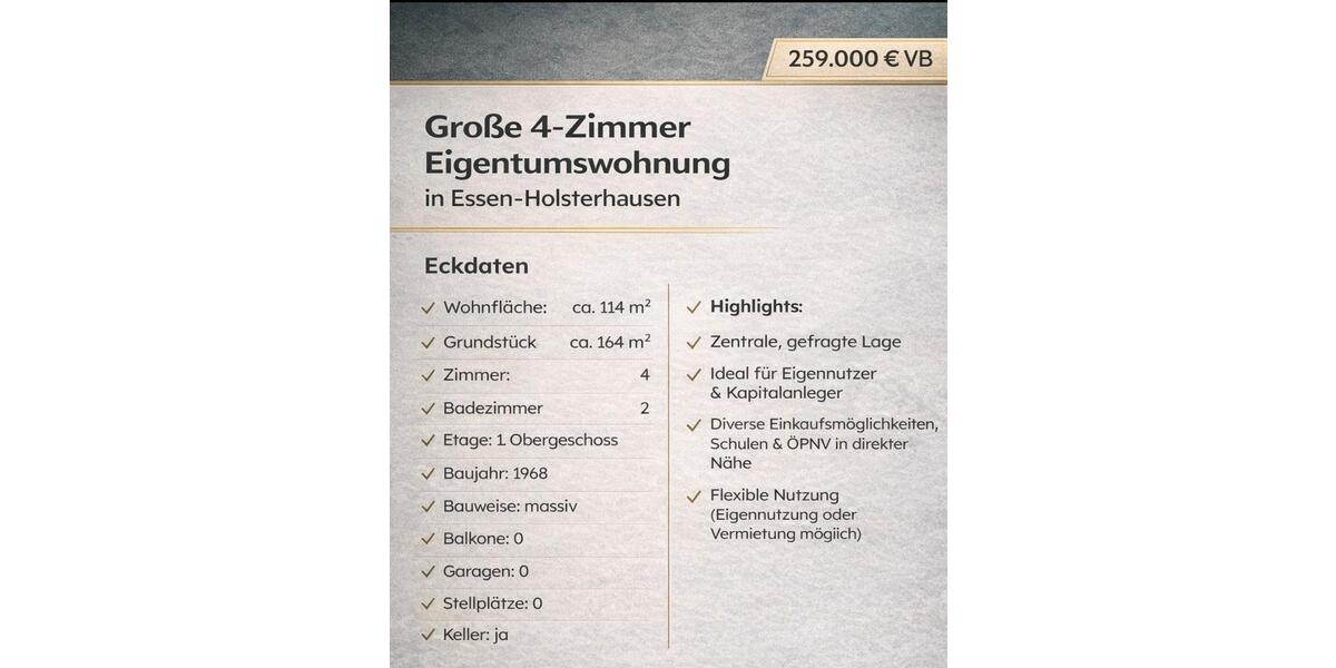 Etagenwohnung Pulheim - 4 Zimmer, 114 m&sup2;, 259.000&euro; | Angebot:25943164