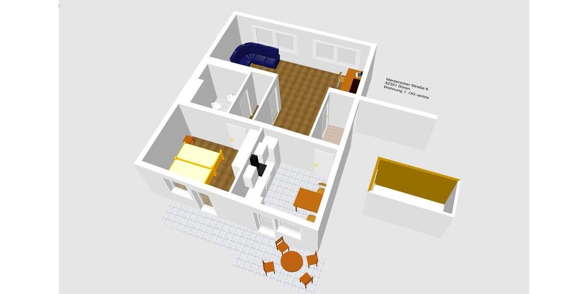 Etagenwohnung Düren Distelrath - 2 Zimmer, 72 m&sup2;, 795&euro; | Angebot:26591777