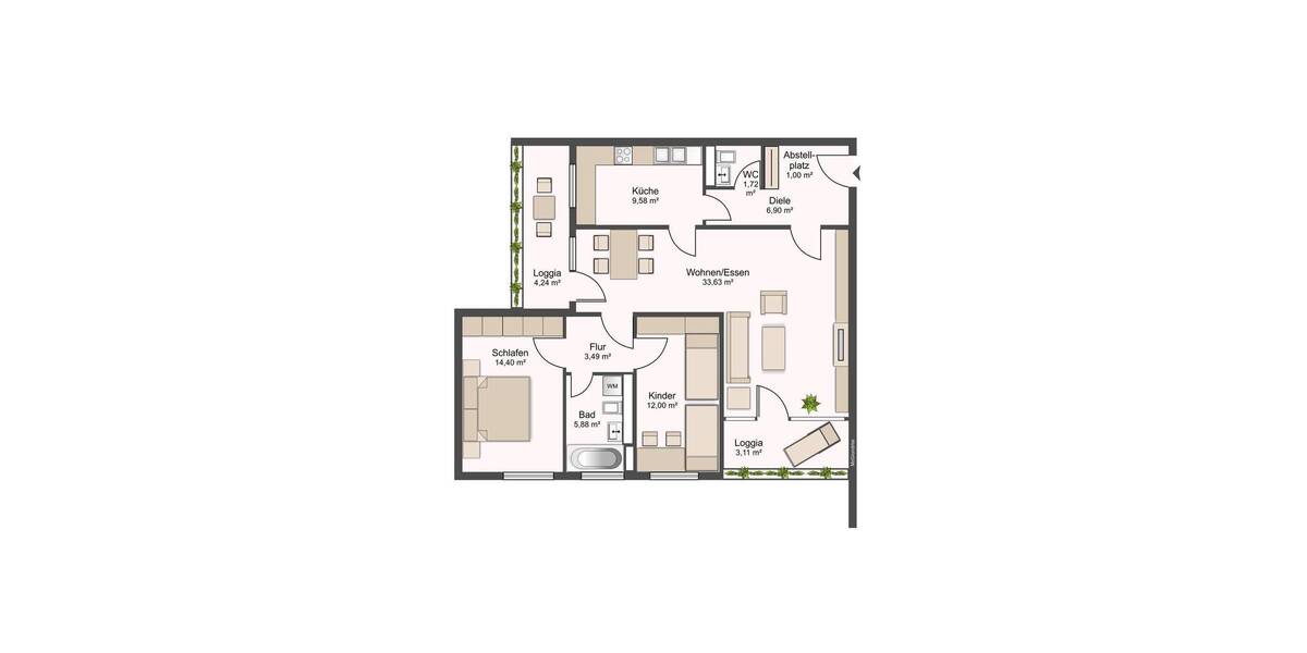 Etagenwohnung Köln Junkersdorf - 3 Zimmer, 96 m&sup2;, 520.000&euro; | Angebot:25735218